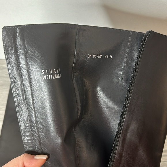 stuart weitzman black leather pointed boots - Picture 3 of 11